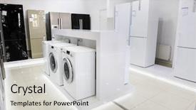  Presentation with retail - Amazing slide set having machines refrigerators and other home backdrop and a light gray colored foreground