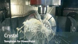  Presentation with cnc - PPT layouts featuring machining center with cutter tool background and a ocean colored foreground