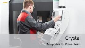  Presentation with cnc - Amazing PPT layouts having machining milling center in tool backdrop and a light gray colored foreground