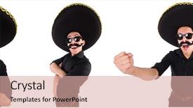  Presentation with folklore mexican - Audience pleasing slide set consisting of macho - funny man wearing mexican sombrero backdrop and a coral colored foreground