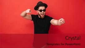  Presentation with black man - Cool new presentation theme with macho - image of unshaved young man backdrop and a crimson colored foreground