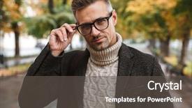  Presentation with eyeglasses - Amazing slide set having macho - photo of beautiful man 30s backdrop and a dark gray colored foreground