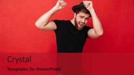 Presentation with black hands - Beautiful presentation theme featuring macho - photo of handsome fancy man backdrop and a crimson colored foreground