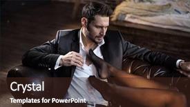  Presentation with female feticide - Presentation theme enhanced with macho - sexy handsome guy looking background and a wine colored foreground