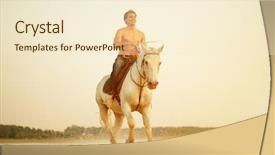  Presentation with cowboy - Audience pleasing PPT layouts consisting of macho man and horse backdrop and a cream colored foreground