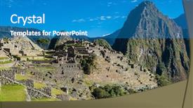  Presentation with inca - Presentation design enhanced with machu picchu incas ruins background and a teal colored foreground