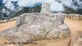  Presentation with world heritage - Slide deck enhanced with machu-picchu-intihuatana-stone-detail background and a coral colored foreground