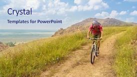  Presentation with rides - Colorful PPT layouts enhanced with macine - boys rides a bike backdrop and a sky blue colored foreground