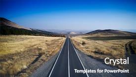  Presentation with romania - Slide deck consisting of macine - empty road in dobrogea romania background and a  colored foreground