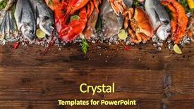  Presentation with crab and shells - Slide deck with mackerel and other shells serve background and a tawny brown colored foreground