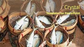  Presentation with find - Audience pleasing PPT theme consisting of mackerel fish in bamboo basket at market you can find it in every market when you are in thailand backdrop and a tawny brown colored foreground