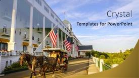  Presentation with historical building - Colorful PPT theme enhanced with mackinac-island-michigan-august-8 backdrop and a light blue colored foreground