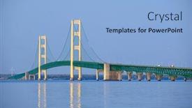  Presentation with mackinac bridge - PPT theme featuring mackinac-suspension-bridge-at-morning background and a light blue colored foreground