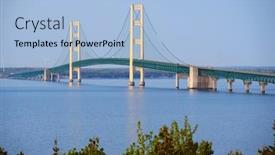  Presentation with mackinac bridge - Beautiful presentation theme featuring mackinac-suspension-bridge-at-morning backdrop and a light blue colored foreground