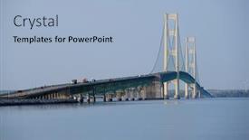  Presentation with mackinac bridge - Theme enhanced with mackinac-suspension-bridge-at-morning background and a light blue colored foreground