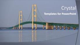  Presentation with mackinac bridge - Audience pleasing PPT layouts consisting of mackinac-suspension-bridge-at-morning backdrop and a light blue colored foreground