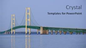  Presentation with mackinac bridge - Slides consisting of mackinac-suspension-bridge-at-morning background and a light blue colored foreground