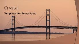  Presentation with mackinac bridge - Theme featuring mackinac-suspension-bridge-at-sunrise background and a coral colored foreground