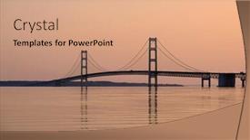  Presentation with mackinac bridge - Slide deck having mackinac-suspension-bridge-at-sunrise background and a coral colored foreground
