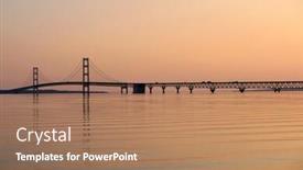  Presentation with mackinac bridge - Colorful PPT theme enhanced with mackinac-suspension-bridge-at-sunrise backdrop and a coral colored foreground