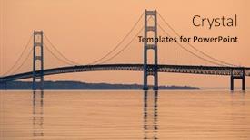  Presentation with mackinac bridge - Theme enhanced with mackinac-suspension-bridge-at-sunrise background and a coral colored foreground