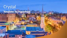  Presentation with skyline - Theme featuring macon-georgia-usa-downtown-skyline background and a light blue colored foreground