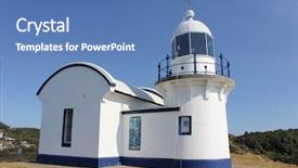  Presentation with binoculars at a lookout point - PPT theme enhanced with athlete fit girl wearing warm background and a coral colored foreground