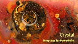  Presentation with abstract water color - Beautiful PPT theme featuring macro-abstract-bubble-marble-texture backdrop and a tawny brown colored foreground