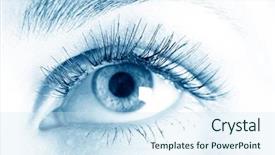  Presentation with eye - Presentation featuring macro-beautiful-female-eye background and a sky blue colored foreground