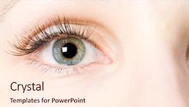 Presentation with eye - Presentation design with macro-beautiful-female-eye background and a cream colored foreground