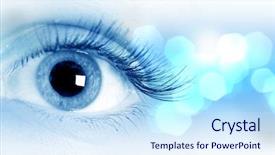  Presentation with human eye - PPT theme featuring macro beautiful female eye background and a sky blue colored foreground