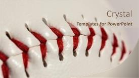  Presentation with baseball - Colorful PPT theme enhanced with macro-close-up-of-stitching backdrop and a lemonade colored foreground