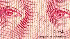  Presentation with photograph - Audience pleasing slide set consisting of macro close up photograph of mao eyes detail on the chinese yuan currency note backdrop and a lemonade colored foreground
