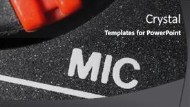  Presentation with mic - Audience pleasing PPT theme consisting of macro-close-up-photograph backdrop and a dark gray colored foreground