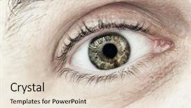  Presentation with eye - Colorful PPT theme enhanced with macro closeup of male eye with eyelid eyelashes and interesting iris pattern backdrop and a lemonade colored foreground