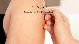  Presentation with acupuncture - Beautiful PPT theme featuring macro detail of a heragata shonishin acupuncture tool being used on the leg of a young male backdrop and a coral colored foreground