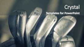  Presentation with golf driving range - Colorful slide set enhanced with macro detail of golf irons backdrop and a dark gray colored foreground