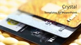  Presentation with economics macro - PPT layouts consisting of macro economics - credit cards on golden background background and a blonde colored foreground