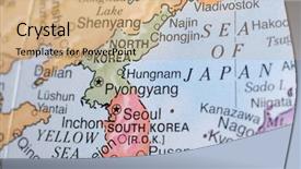  Presentation with korea - Theme consisting of macro globe map detail 17 background and a coral colored foreground