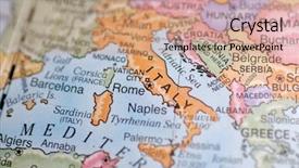  Presentation with italy map - Presentation theme having macro globe map detail 28 background and a coral colored foreground
