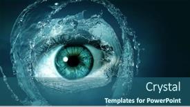  Presentation with human eye - PPT theme enhanced with macro-image-of-human-eye background and a ocean colored foreground