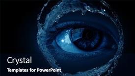  Presentation with human eye - Slide set having macro-image-of-human-eye background and a navy blue colored foreground