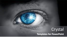  Presentation with human eye - PPT theme with macro-image-of-human-eye background and a gray colored foreground