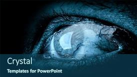  Presentation with human eye - Presentation theme consisting of macro-image-of-human-eye background and a ocean colored foreground