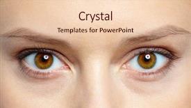  Presentation with human eye - Presentation theme having macro image of human eyes background and a lemonade colored foreground