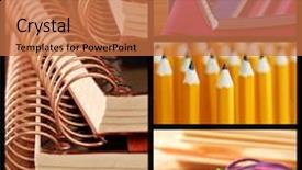  Presentation with office images - Audience pleasing presentation design consisting of macro images of spiral bound backdrop and a coral colored foreground