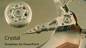  Presentation with editable of computer memory - Beautiful theme featuring macro of an opened computer backdrop and a coral colored foreground