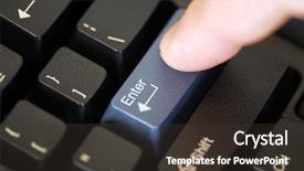  Presentation with finger - Slide set consisting of keyboard with finger pressing enter background and a tawny brown colored foreground