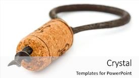  Presentation with corkscrew - Theme featuring macro of corkscrew isolated on white background background and a white colored foreground
