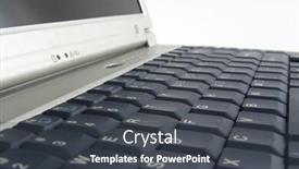  Presentation with keyboard - Presentation design enhanced with macro-of-laptop-keyboard background and a dark gray colored foreground